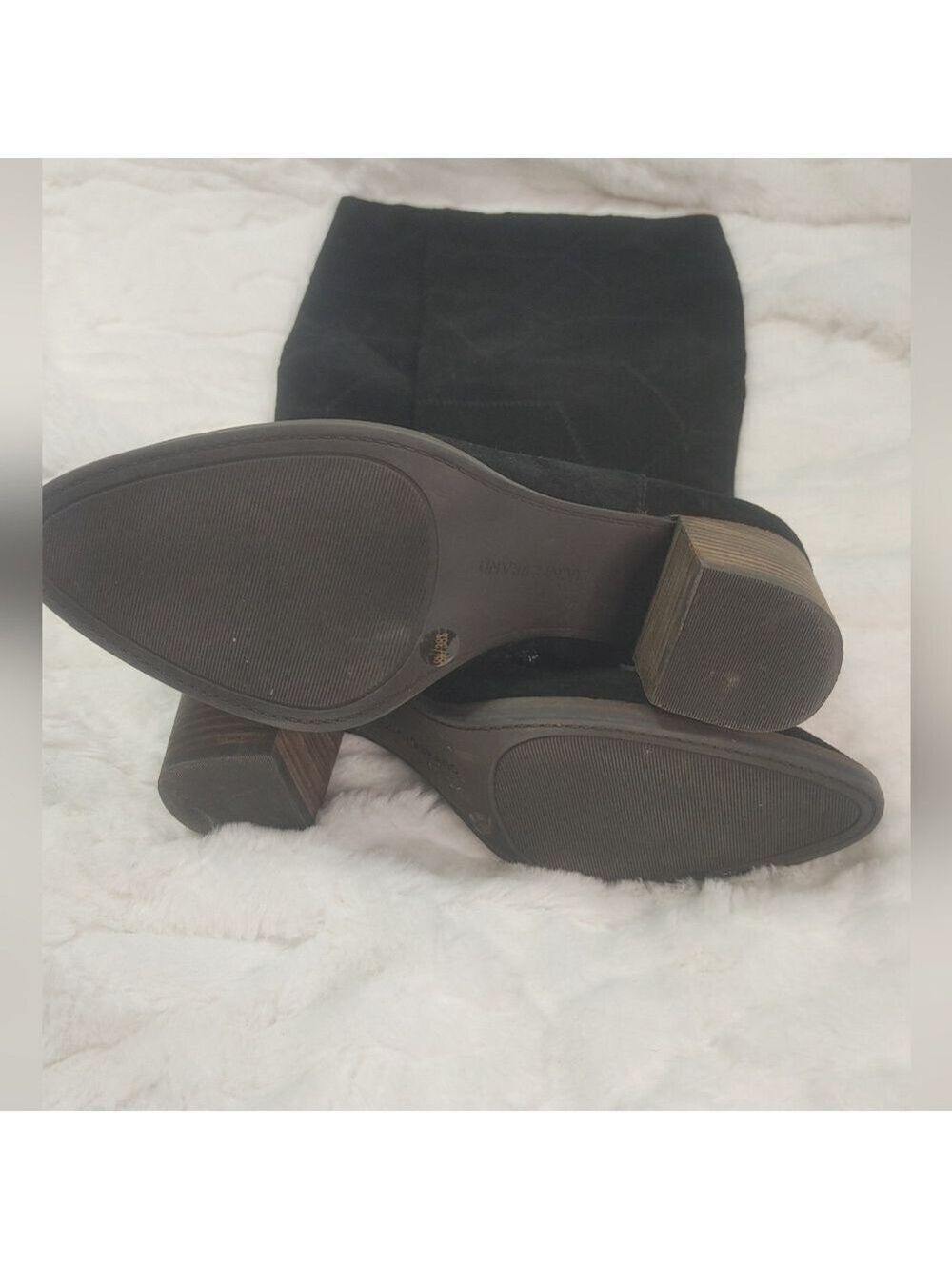 Lucky Brand Black Suede Leather Prouska Heeled Boots 8M - Picture 9 of 15